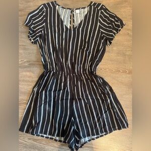 Black and White Striped Romper